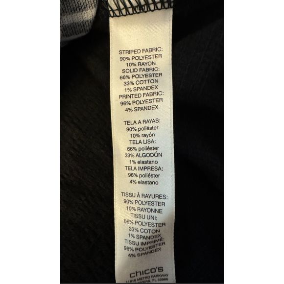 Chico's Mixed Print Long Sleeve Floral and Striped Top - Sz 2 (L/12) - Picture 10 of 11